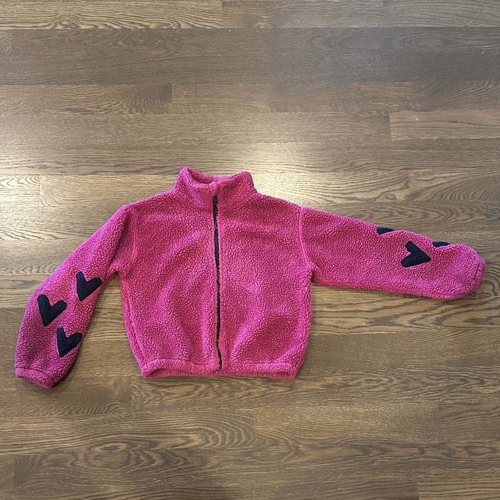 Splendid girls’ Pink Fleece Jacket with Heart Accents